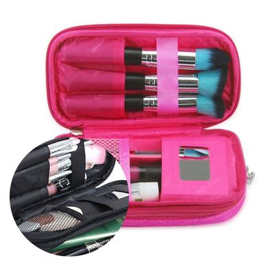 Geantă de machiaj pentru femei cu oglindă Genți pentru perii de machiaj pentru frumusețe Organizator pentru kit de călătorie Geantă cosmetică Organizator multifuncțional cu 2 straturi