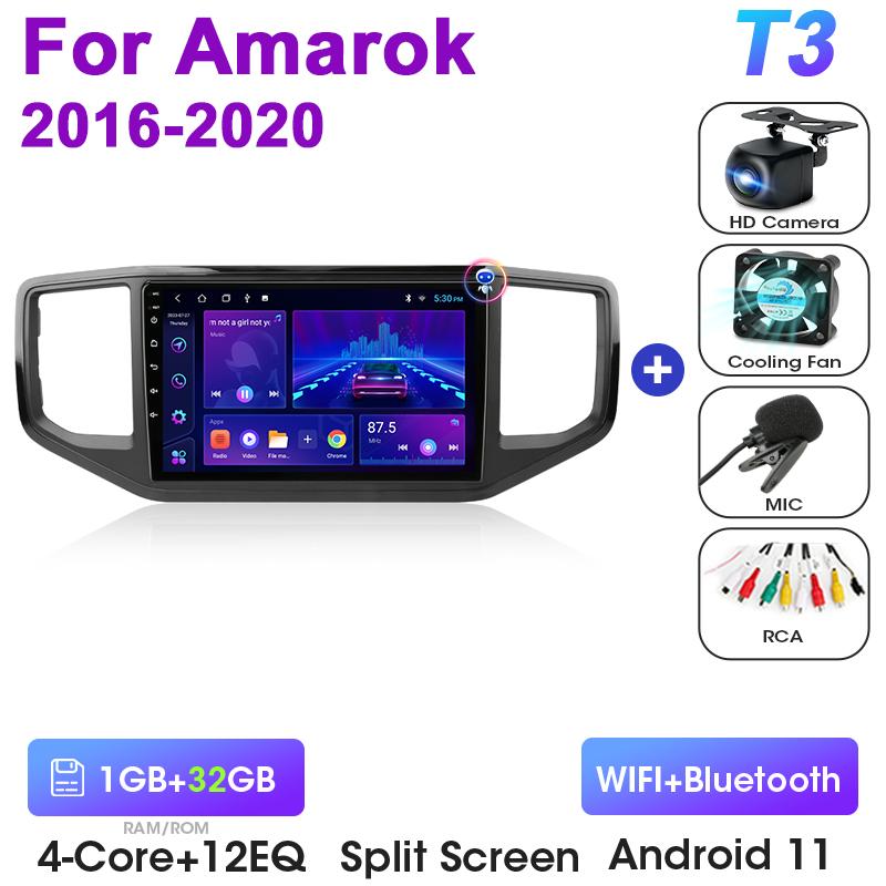 2 Din Android 12 Car Radio For VW Volkswagen Amarok 1 2016 - 2020 Multimedia Video Player GPS 4G Carplay Auto Stereo Head Unit