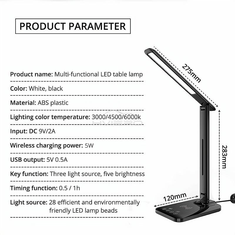 Bedside Lamp Three Speed Color Temperature Brightness USB LED Wireless Charging Folding Student Learning Eye Protection Lights