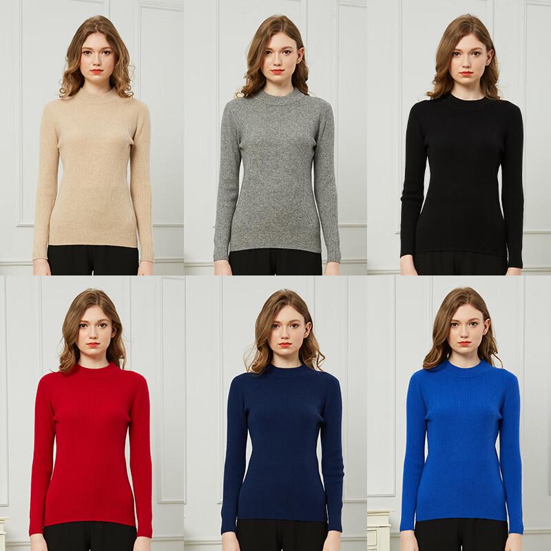 Hengyuanxiang Women's Striped Cashmere Round Neck Sweater