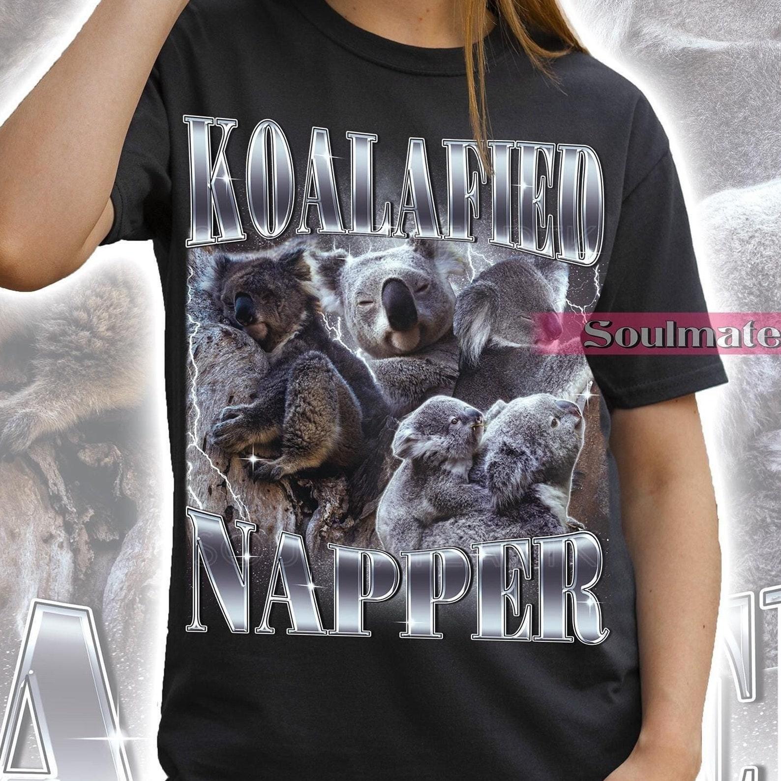 Koalified Napper Shirt, Funny Meme Koala Tshirt, Cute Animal Graphic T-shirt, Bootleg Wild Life T-shirt, Unisex Koala 90s Tee L