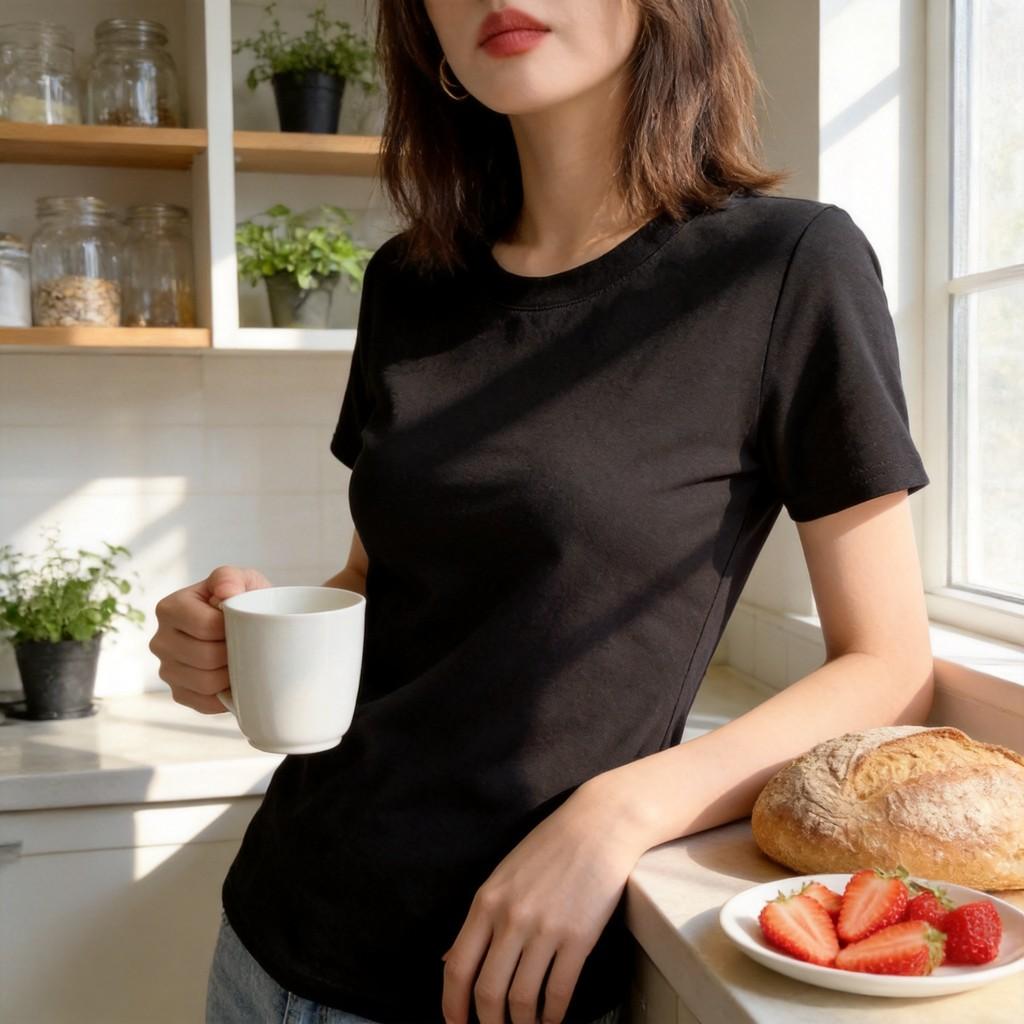 Basic Cotton T Shirt For Women With Short Sleeves And Round Neck For Casual Summer Wear