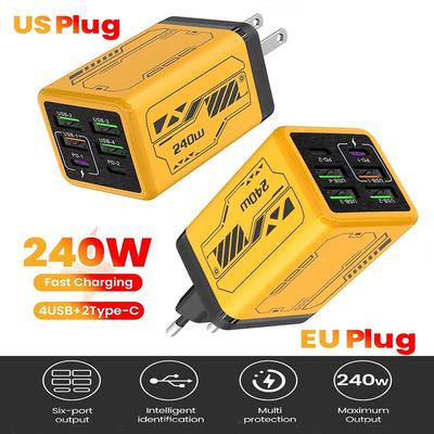 6-in-1 240W Schnellladegerät Mit 4 USB 2 PD-Anschlüssen Desktop-Ladegerät Schnellladeadapter Für Telefon Laptop