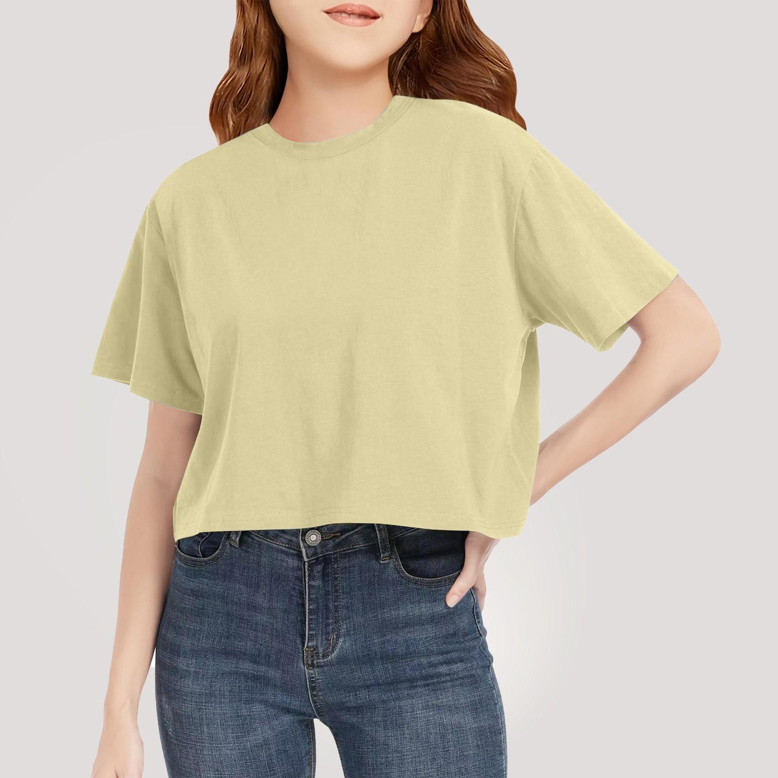 

Дитяча футболка для хлопчиків і дівчаток з кольоровим принтом, відкритий пупок, з короткими рукавами, вільні пуловери 100 бежевий