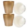 2pcs Self Watering Flowerpot With Cotton Rope Plastic Planter For Succulents Cactus Plants Holder Water Storage Pot Garden Decor