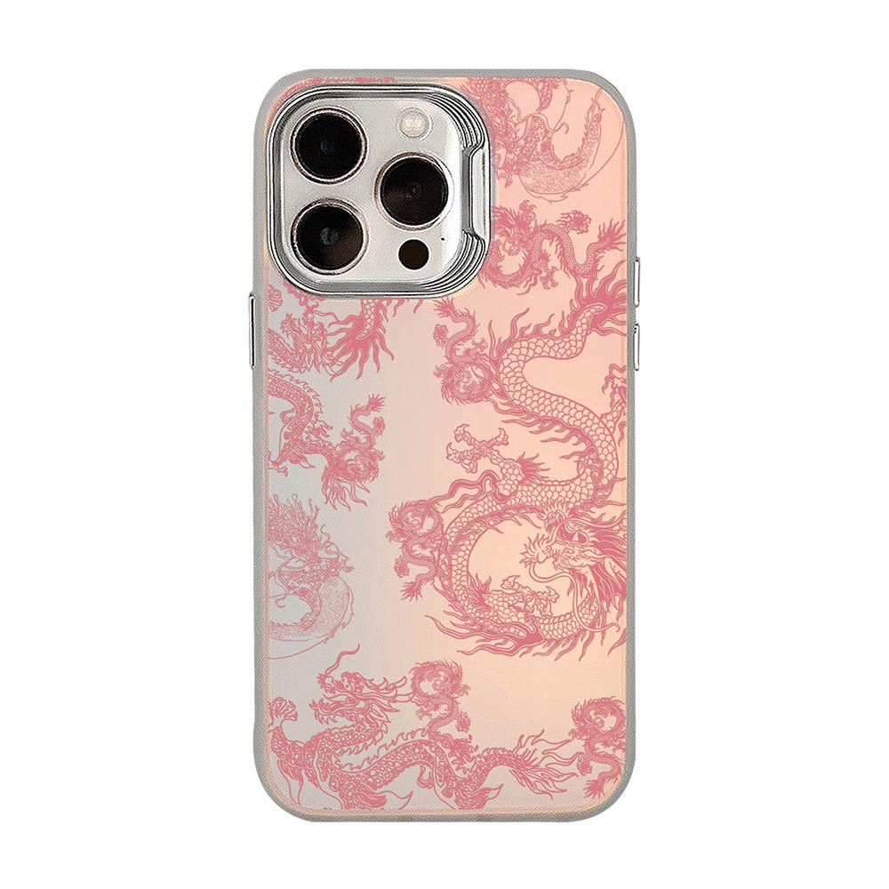 Fantasy Pink Dragon IPhone 15 Suitable for 16Pro Max Mobile Phone Case 14 Apple 13 National Trend Electroplating 11 Hard Shell 12