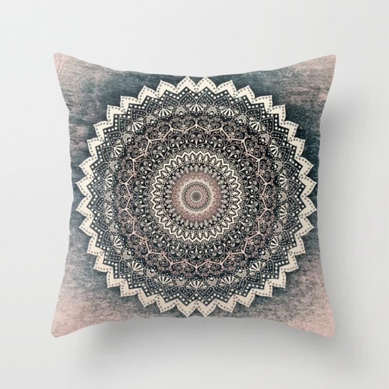 Abstract Pattern Bedside Pillowcase, Peach Skin Velvet Ethnic Style Mandala Color Palette Series