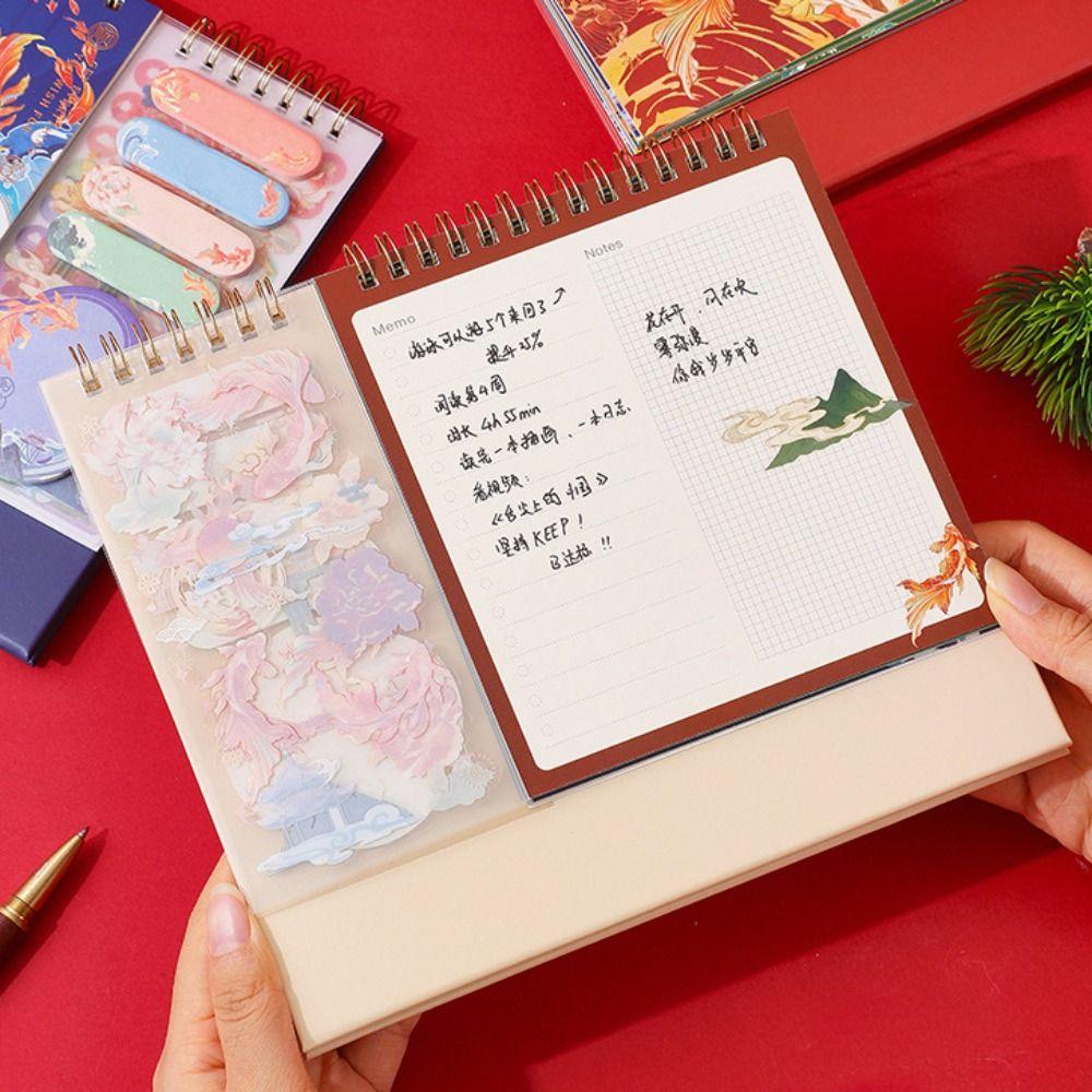 Chinese Style Desktop Paper Calendar Koi Fish Agenda Organizer  Home Office Supplies
