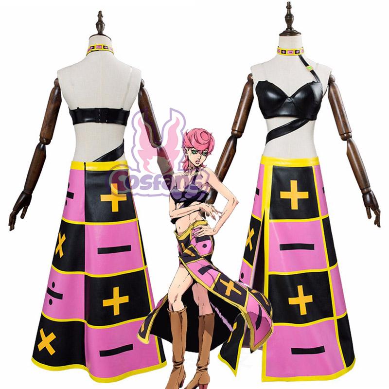 Trish Una Cosplay Costume Pink Wig Anime Jojo s Bizarre Stone Ocean Adventure Trish Cicciolina Underwear Dress Necklace Uniform S