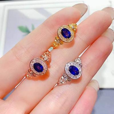 Bague en Argent S925 Saphir Bleu avec Design de Niche Luxe Léger