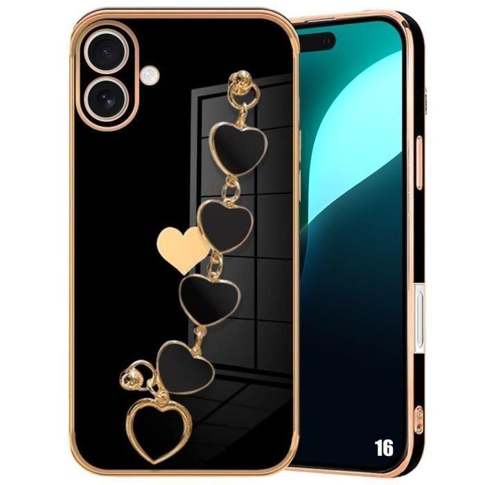 Protective Case - BOOLING - for iPhone 16 - Heart Pattern - Shockproof - Scratch-Resistant - Black