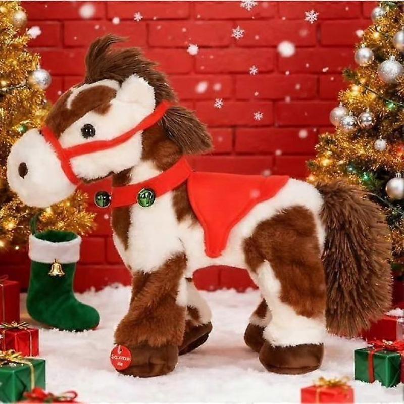 Electric Plush Horse, Interactive Spotted Pony, Plush Pet Huggable Stuffed Animal for Kids Christmas Birthday Gifts