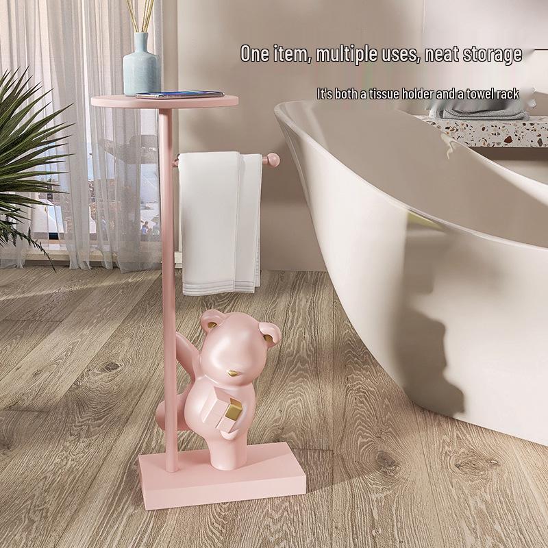 Punch-Free Bear Cube Toilet Paper Holder & Bathroom Decor Shelf