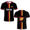 2026 Nueva Bandera de España Estampado Camiseta Deportiva Verano Deportes al Aire Libre Transpirable Camiseta Unisex Fútbol Entrenamiento Cuello Redondo Top