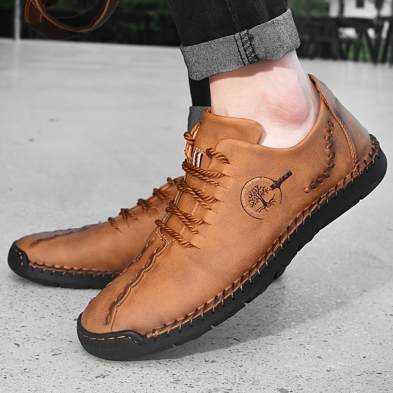 Men's Casual Leather Shoes, Large Size Handmade Shoes, Fashion Lace-up Business Men