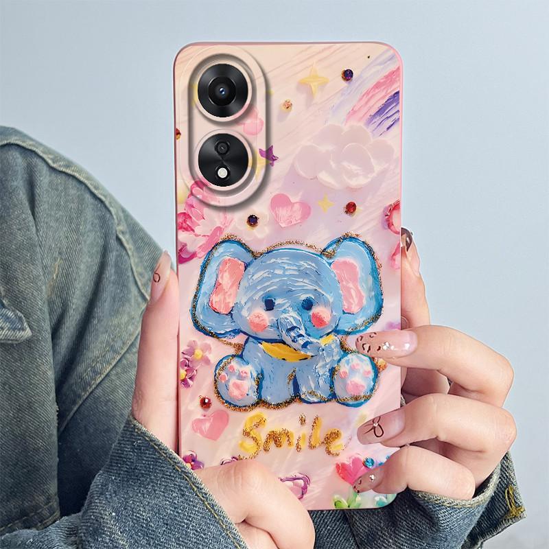 For OPPO A78 4G Phone Case CPH2565 Cover Soft Silicone Cute Panda Flower Boys Girls Painted Shell Funda Protective Casing Coque