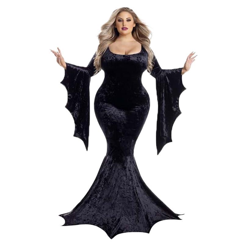 Vampire bat witch halloween costume cos goth witch masquerade dress performance costume
