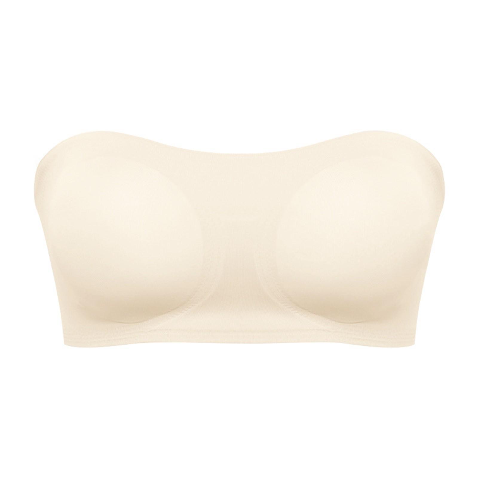 

Женский сексуальный однотонный бюстгальтер без бретелек с перекрестной пряжкой сзади сбоку, нескользящий бюстгальтер с подкладкой из стального кольца 36 бежевый