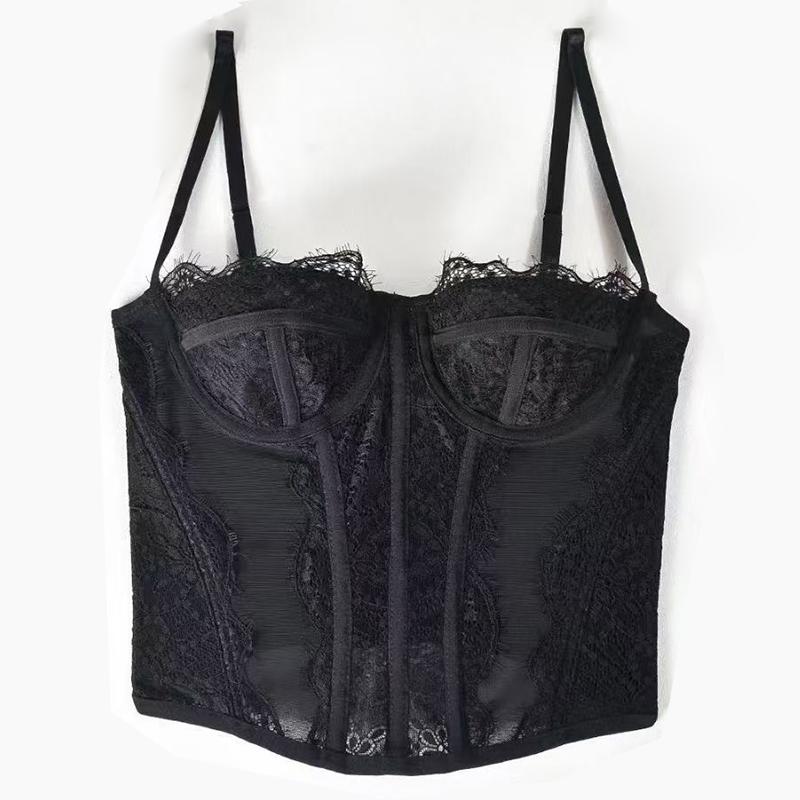 Women’s Corset Sexy Lace Ruffled Push Up Bodysuit Hot Girl’s Going Out Wear Crop Top Style Waistcoat Party Strap Tank Top