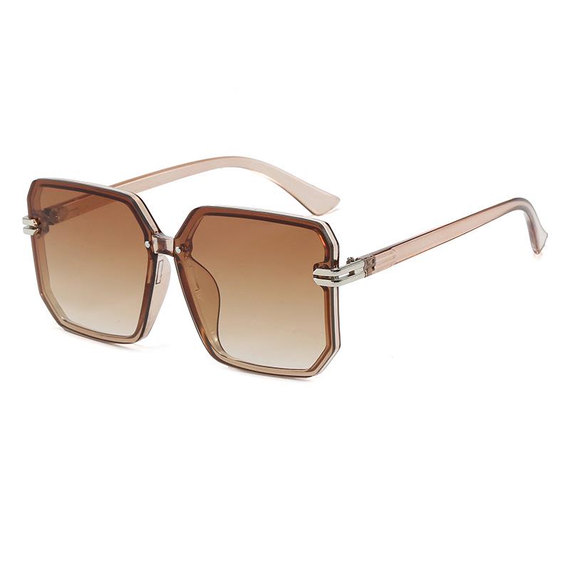 Trendy Rimless Metal Hinges Large Frame Sunglasses for Women - Stylish Outdoor Street Fashion Glasses
