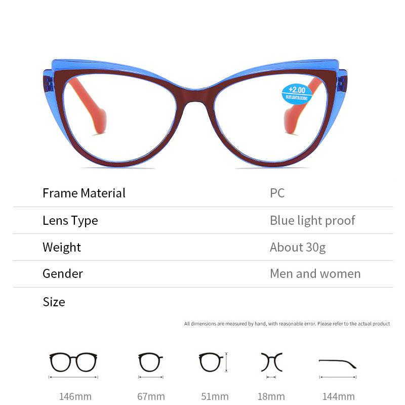 2025 Women's Cat Eye Reading Glasses Men Blue Light Blocking Presbyopia Eyeglasses Unisex New Trend Far Sight Eyewear 0+1.0+4.0