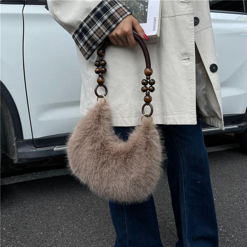 Autumn and winter Mao Mao hand bag plush small bag shoulder dumpling bag casual simple handbag shoulder bag