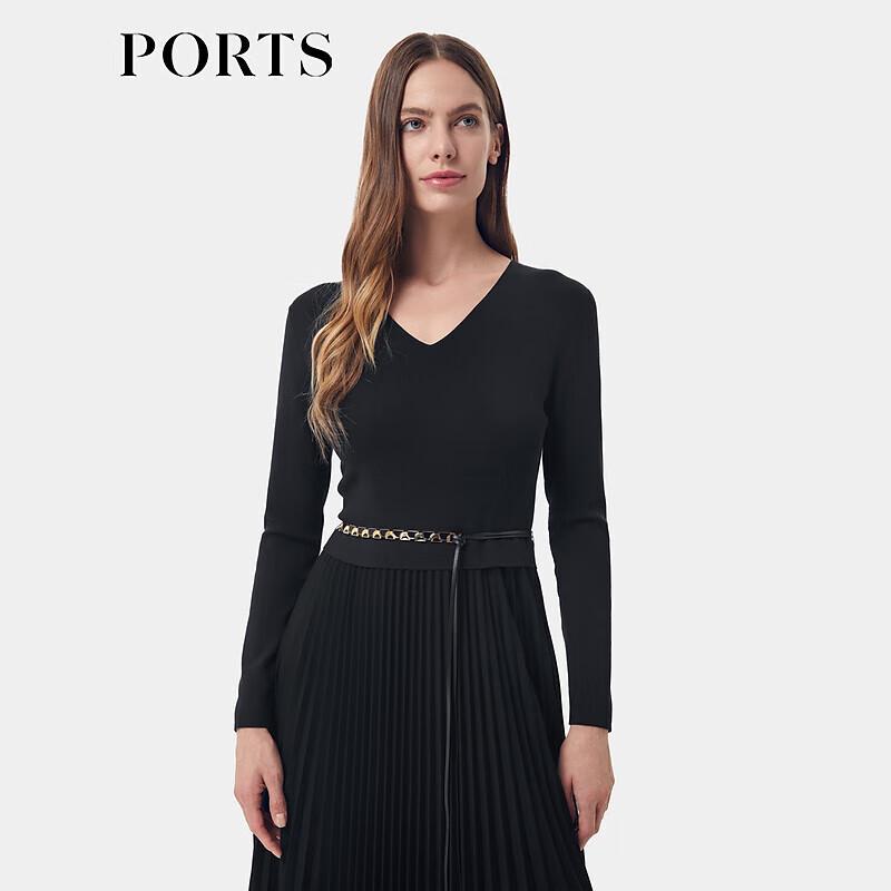 

PORTS Women s Pleated Patchwork Belted Dress L (8)