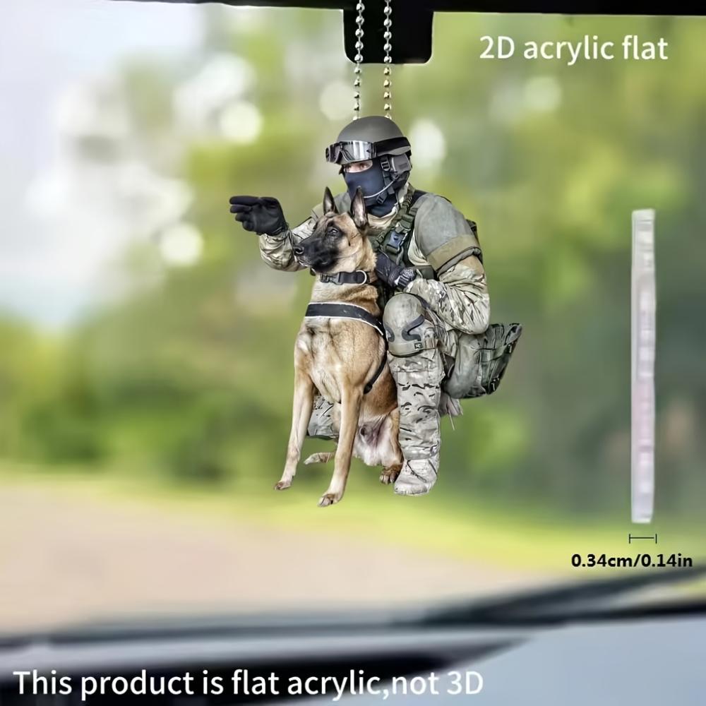 

2D Flat Acrylic Training Dog Pendant Car Rearview Mirror Hanger Ornament Keychain Bag Decor