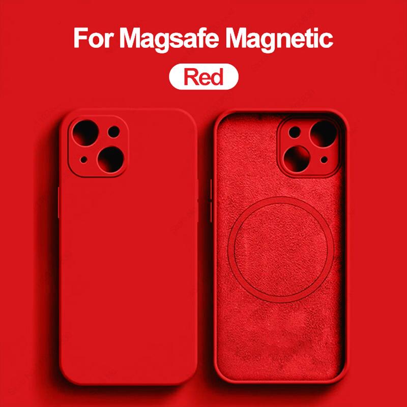 Pour étui magnétique Magsafe Pour 16 15 14 13 12 11 Pro Max 16 Plus Silicone Liquide Charge sans fil Housse Accessoires pour téléphone