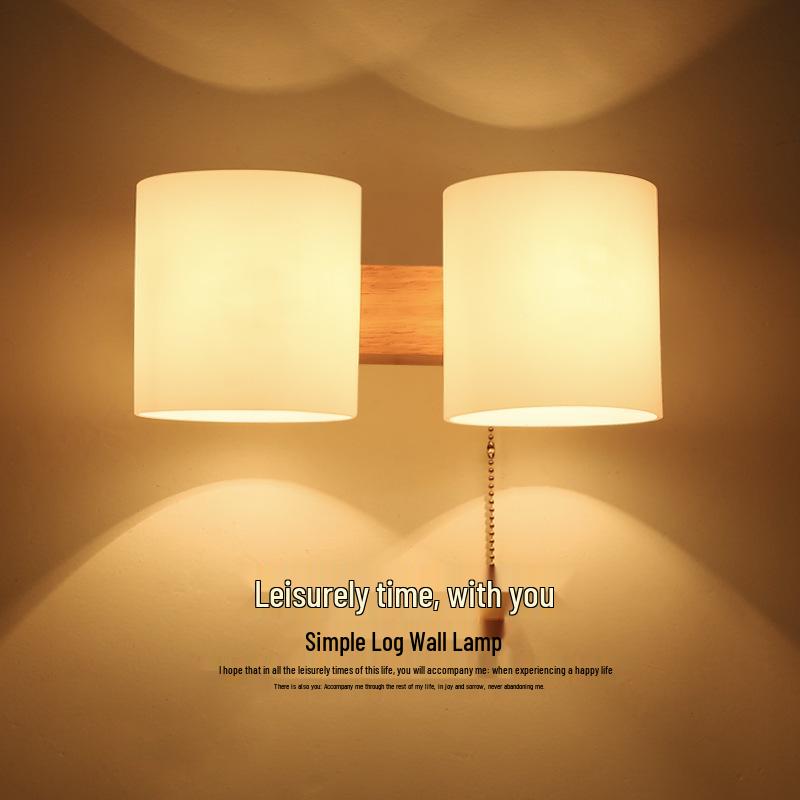 Japanese Minimalist Wooden Wall Lamp for Bedroom, Living Room, or Staircase