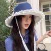 Big Brim Cowboy Fisherman Hat French Style Women's Sun Hat Sunscreen Lace Ribbon Hat  Lady