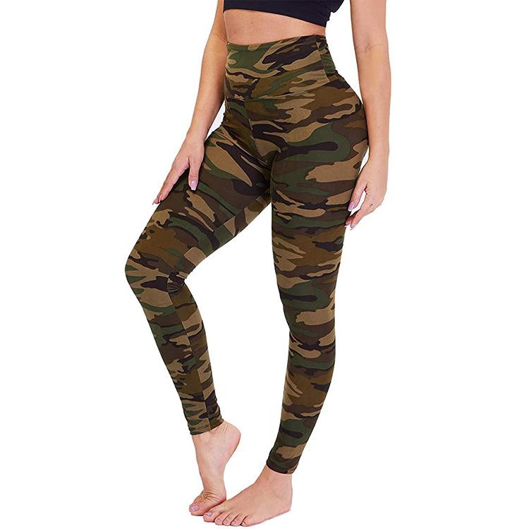 High-waisted Peach-bottom Yoga Trousers Outdoor Tummy-slimming Stretchy Form-fitting Quick-drying Sports Leggings for Women with A Printed Design