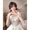 Summer Sweet Wind White Splicing Suspender Dress Beautiful Unique Temperament Waist Fluffy Cake Dress