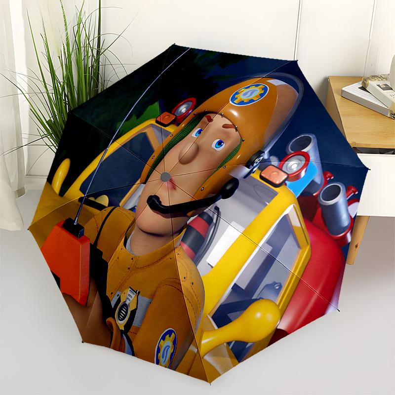 

Fireman Fire trucks Themed Travel Umbrella-8 Ribs Automatic Opening and Closing, Portable Folding Design, Compact and Stylish Umbrella Suita