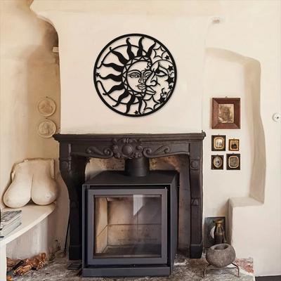 1pc Metal Sun and Moon Wall Decor – Sculptural Moon and Stars Art for Living Room, Elegant Home Wall Hanging, Stylish Home Decor