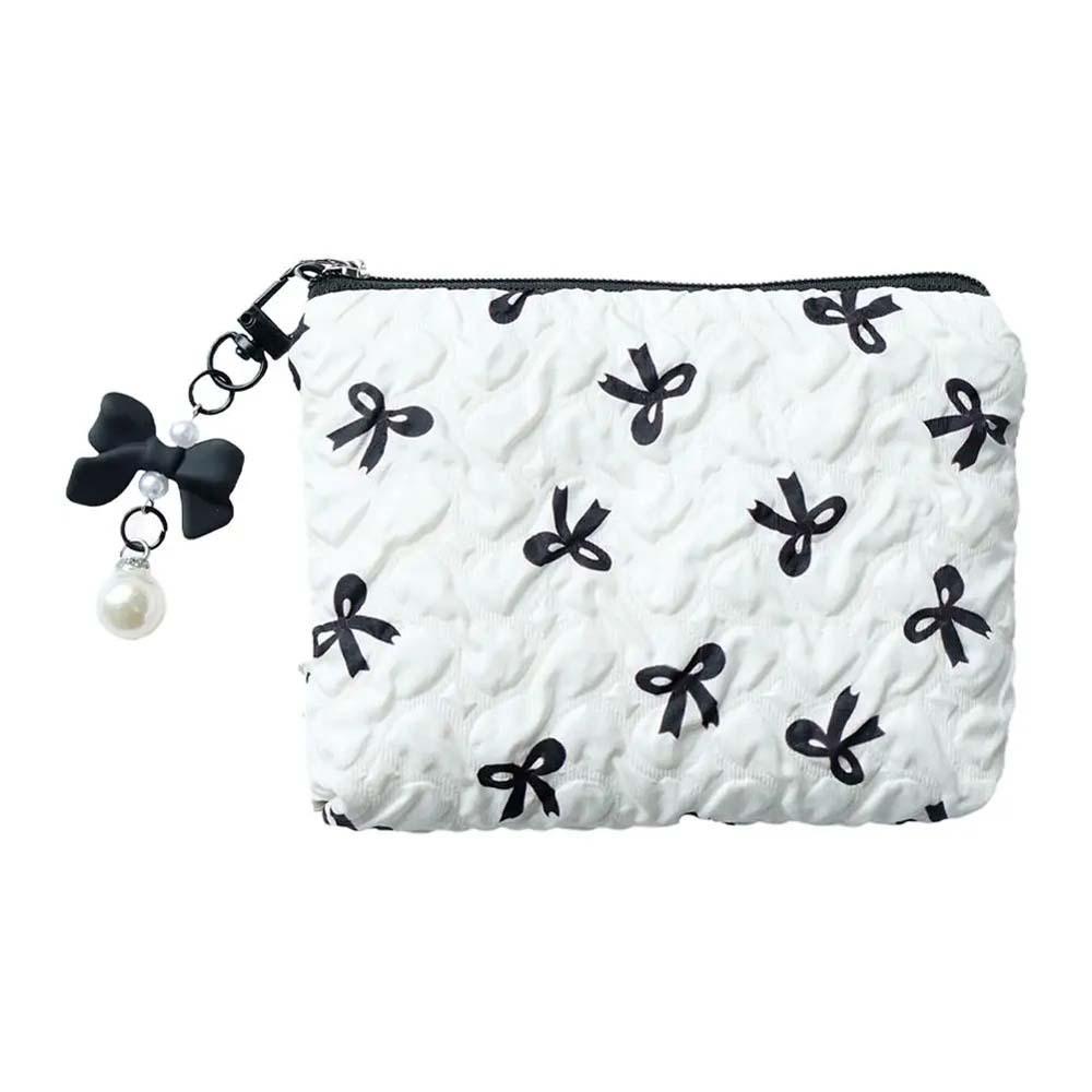 Bow Mini Makeup Bag Women's Makeup Bag Travel Washroom Bag Cute Coin Purse Lightweight Lipstick Pouch Embossed Storage Bag