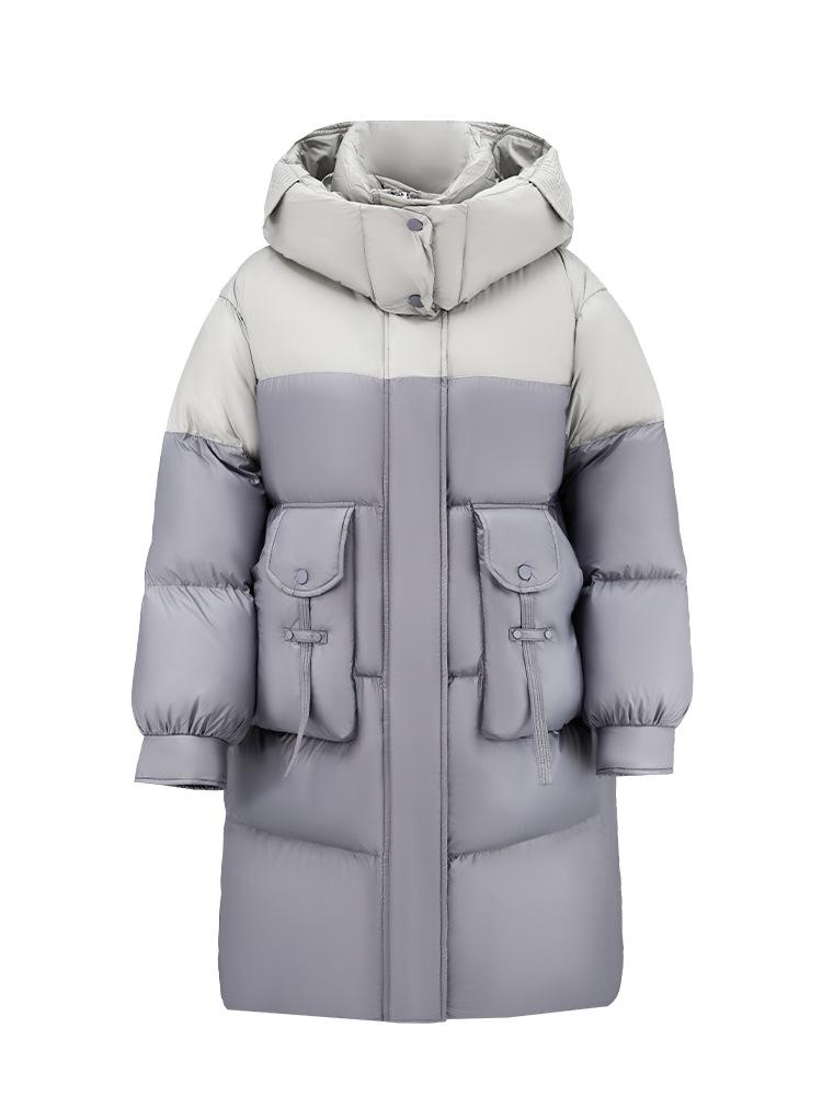 Winter New Long High-end Contrasting Color Down Jacket Thickened Fashionable Casual Cold-resistant Bread Jacket