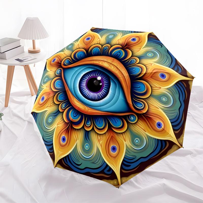 1pc Ethereal Visionary Mandala Umbrella with Plastic Handle,Suitable for All Seasons Home Travel Outdoor UmbrellaDD1666