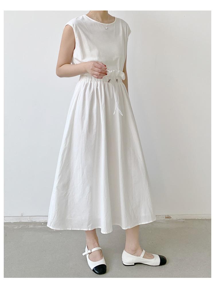 Women Summer High Waist Loose Patchwork Bud Dress Japanese Style Flowy Comfortable Dress Lightweight High Recognition Elegant Flattering Chic Dress