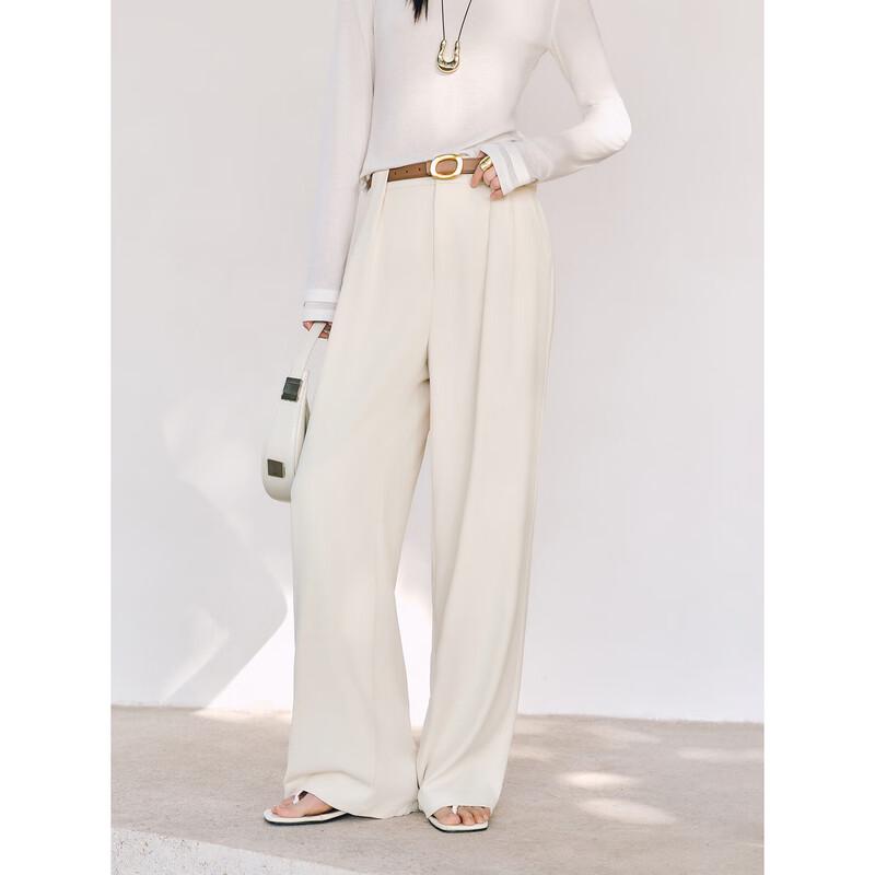 PEACEBIRD Women's High-Waist Pleated Straight-Leg Pants