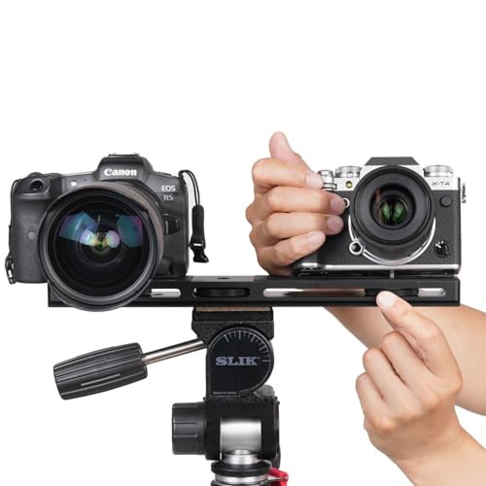 Slick Tripod Accessory Plate III Can Mount 2 Devices Compatible with Arca-Swiss Standards Maximum Payload 2.5 X 2 Kg Aluminum 209790