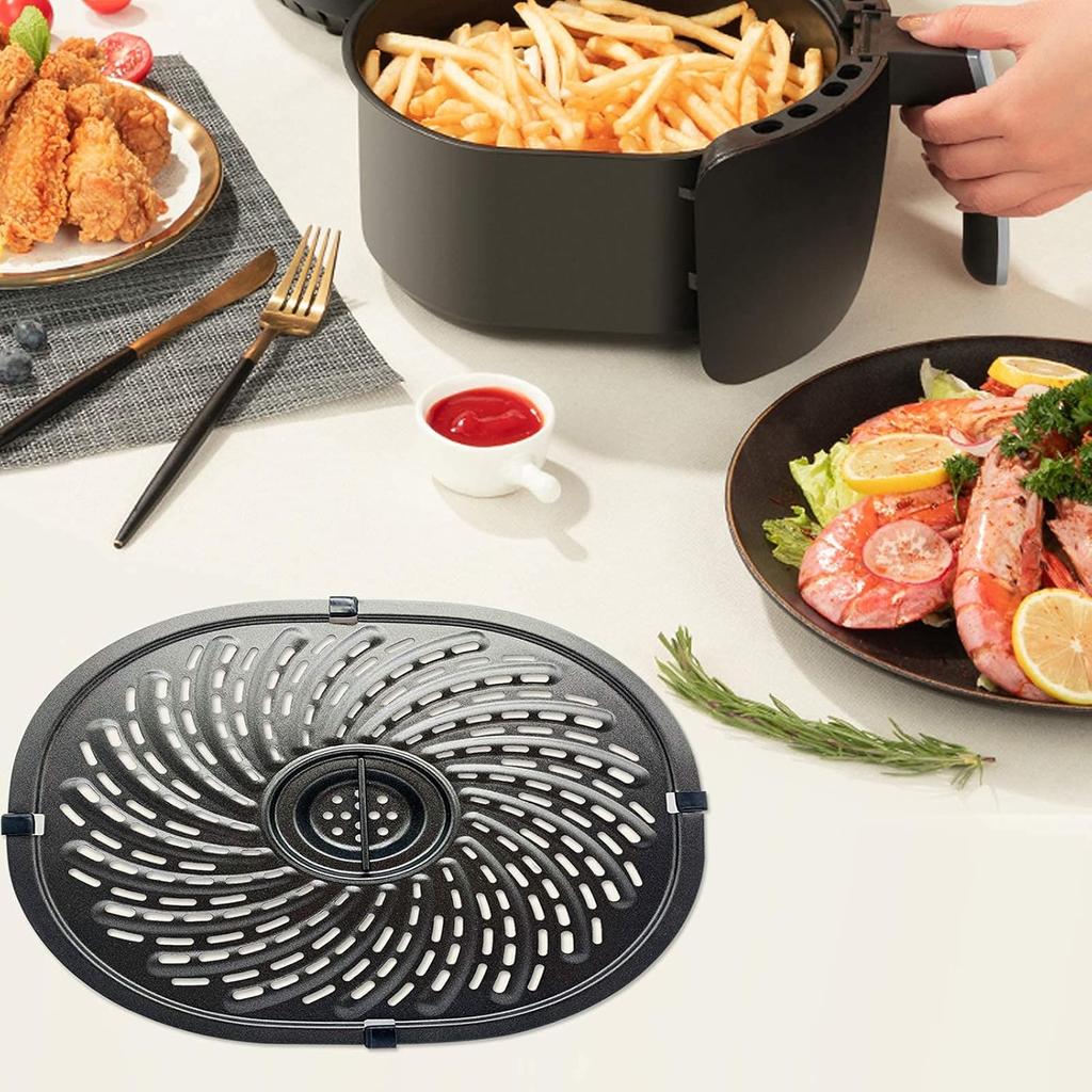 Air Fryer Grill Pan Replacement Parts for 7QT PowerXL Gowise Air Fryers, Upgraded Nonstick Air Fryer Crisper Plate Tray, Air Fryer Rack with Rubber