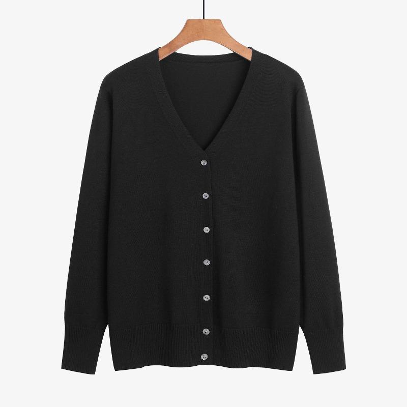 Long-sleeved Knitted Sweater Solid Color Simple Temperament Cardigan with Women's Sweater Jacket