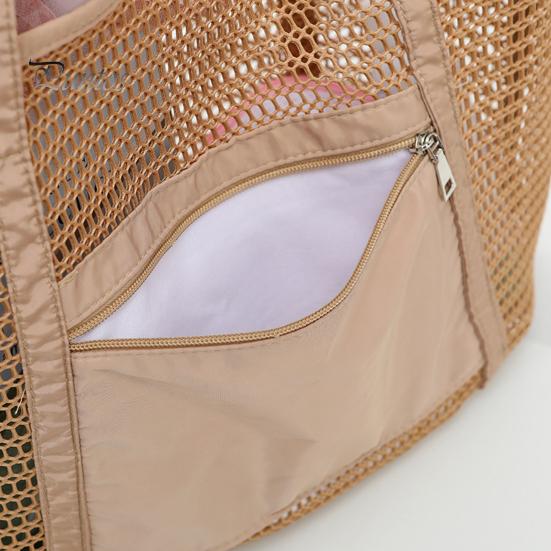 Beach Bag Large Capacity Summer Travel Mesh Tote Bag with Large Pocket Sand-proof Woven Shoulder Handbag