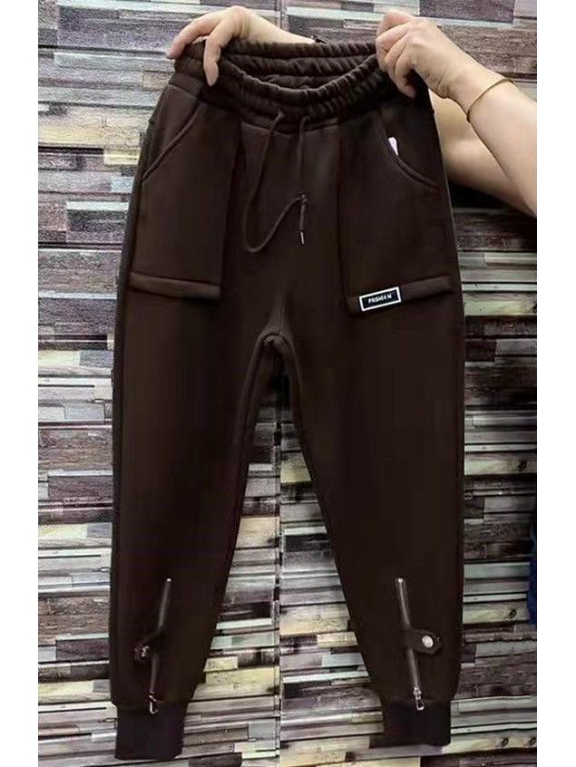 Women's Fleece-lined Harem Sweatpants: Thick, Slimming, Sporty, Versatile, Casual, Trendy Joggers for Autumn/Winter 2025.
