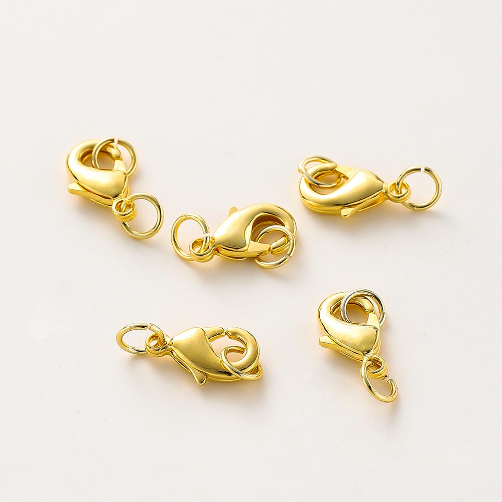 10 pièces/lot Fermoirs mousqueton en Or 14K 18K Avec anneau de saut Chaîne d'extension pour collier et bracelet Connecteurs Pour la fabrication de bijoux DIY Apprêts