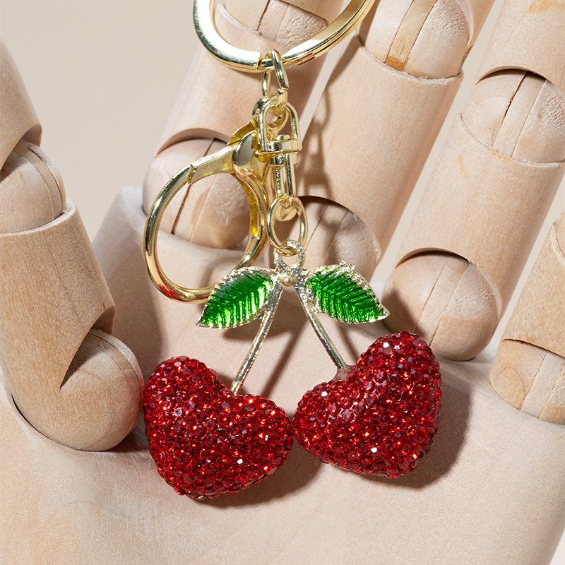 Creative Cherry Grape Keychain Simulation Fruitage Alloy With Rhinestone Key Chain Bags Pendants