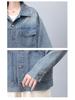Women's Light Wash Soft Denim Lapel Jacket, Casual Loose Fit, 2024 New Autumn Style.