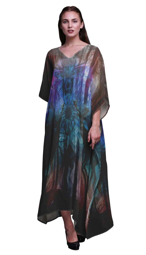 Phagun Deer Jungle Womens Long Beach Kaftan Beachwear Bikini Coverup Maxi