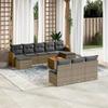 Vidaxl 11-Cz. Garden Furniture Set With Cushions, Grey Rattan Pe